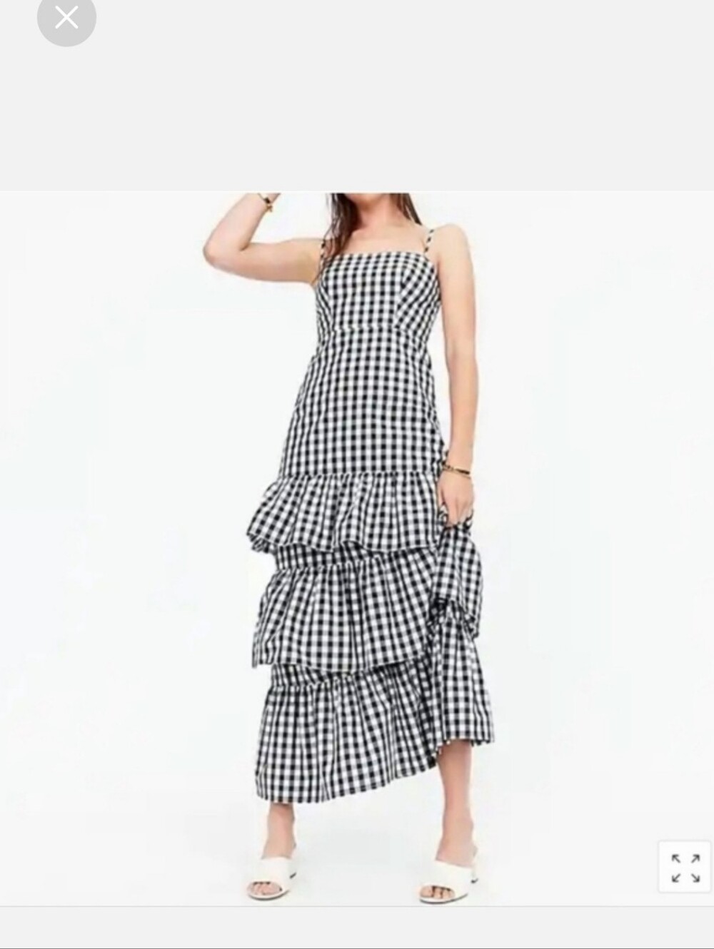 NWOT. J.Crew Dabble Tiered Ginghan Cotton Poplin Midi Dress Sz.6 Black/White